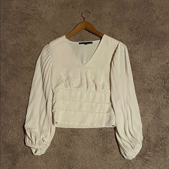 White House Black Market Tops - White House Black Market Cream Pleated Blouse